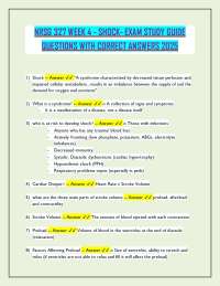 NRSG 327 Week 4 - Shock: Exam Study Guide with Questions and Answers