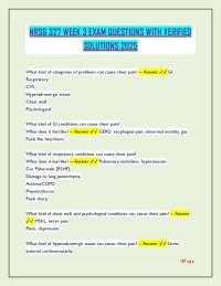 NRSG 327 Week 3 Exam Questions and Answers: Chest Pain and Pulmonary Embolism