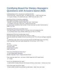 Dietary Management: Questions and Answers for Certification
