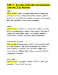 NBPTS Exceptional Needs Specialist Exam Questions and Answers