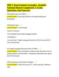 NBCT Instructional strategies- Spanish National Board Component 1
