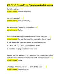 CAOHC Exam Prep Questions and Answers: Noise Exposure and Hearing Conservation