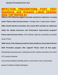 Infection Preventionist Post Test: Questions and Answers
