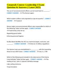 Corporals Course: Leadership I Exam Question & Answers ( Latest 2025)