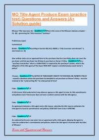 Missouri Title Insurance Act: Exam Questions and Answers