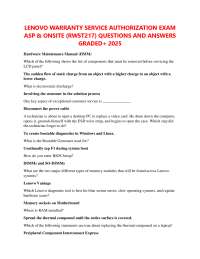 LENOVO WARRANTY SERVICE AUTHORIZATION EXAM ASP & ONSITE (RWST217) QUESTIONS AND ANSWERS GR