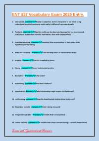 ENT 527 Vocabulary Exam 2025: Questions and Answers