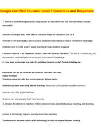 Google Certified Educator Level 1 Questions and Responses