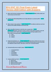 BYU ENT 101 Final Exam Latest Version 2025 Edition with Answers.
