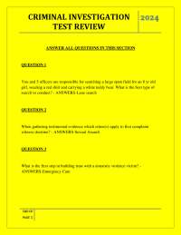 Criminal Investigation Test Review: Questions & Answers for Law Enforcement
