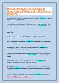 Real Estate Exam Questions and Answers: Missouri & National