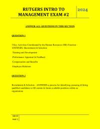 RUTGERS INTRO TO MANAGEMENT EXAM #2 QUESTIONS AND ANSWERS 2025