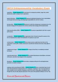 DECA Entrepreneurship Vocabulary Exam: Definitions and Practice Questions