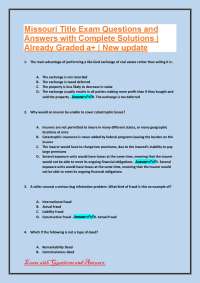 Missouri Title Exam Questions and Answers with Complete Solutions