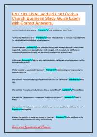ENT 101 Final Exam Study Guide: Church Business and Entrepreneurship