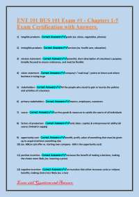 ENT 101 BUS 101 Exam #1 - Chapters 1-5: Questions and Answers