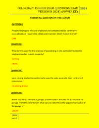 GOLD COAST 45 HOUR EXAM QUESTIONS(EXAM VERSION H 2024) ANSWER KEYQUESTIONS AND ANSWERS 20