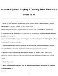Arizona Adjuster - Property & Casualty Exam Simulator - Series 13-36