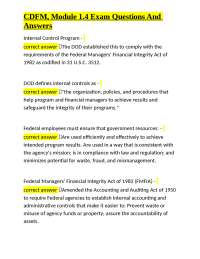 CDFM, Module 1.4 Exam Questions And Answers