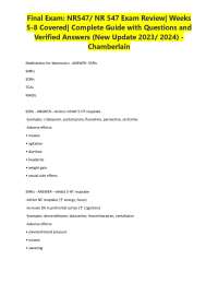 Final Exam: NR547/ NR 547 Exam Review| Weeks  5-8 Covered| Complete Guide with Questions a