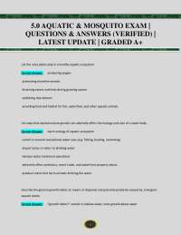 Aquatic & Mosquito Exam: Questions & Answers (Verified) - Latest Update