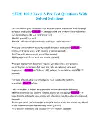 SERE 100.2 Level A Pre Test Questions With  Solved Solutions