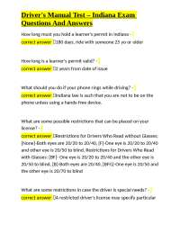 Indiana Driver's Manual Test: Questions and Answers