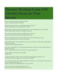 Missouri Boating Exam with Answers: Focus on Your Success