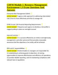 CDFM Module 1: Resource Management Environment 1.3 Exam Questions And Answers