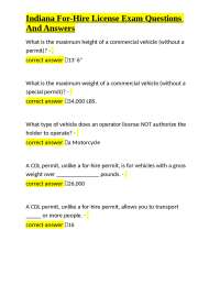 Indiana For-Hire License Exam Questions and Answers