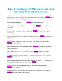 Texas Food Handler 360 Training Final Exam Questions and Answers