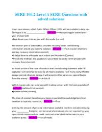 SERE 100.2 Level A SERE Questions and Answers