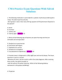 CMA Practice Exam Questions With Solved Solutions