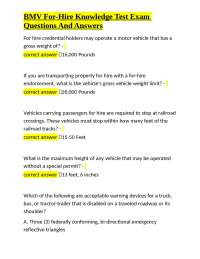 BMV For-Hire Knowledge Test Exam: Questions and Answers