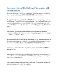 Life and Health Insurance Exam FX Questions and Answers