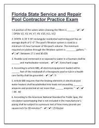 Florida State Service and Repair Pool Contractor Practice Exam With Correct Answers