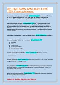 Air Travel AVMG 3200: Exam 1 with Verified Questions and Answers