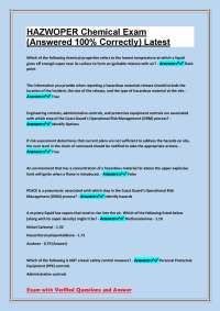 HAZWOPER Chemical Exam: Verified Questions and Answers