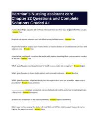 Nursing Assistant Care: Chapter 22 Questions and Answers