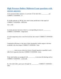 High Pressure Boilers Midterm Exam questions with correct answers