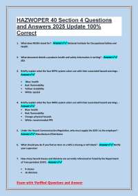 HAZWOPER 40 Section 4 Exam Questions and Answers: 2025 Update