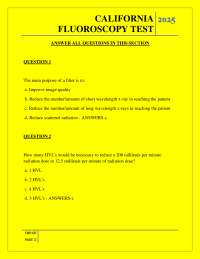 CALIFORNIA FLUOROSCOPY TEST QUESTIONS AND ANSWERS 2025