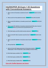 HAZWOPER 40-Exam 1: 83 Questions with Answers