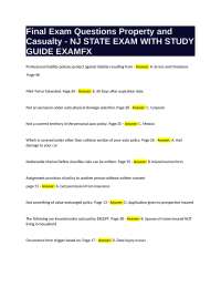 Property and Casualty Insurance Exam Questions: NJ State Exam with Study Guide