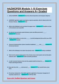 HAZWOPER Module 1-10 Exercises Questions and Answers A+ Graded