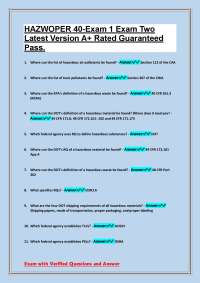 HAZWOPER 40-Exam 1: Verified Questions and Answers