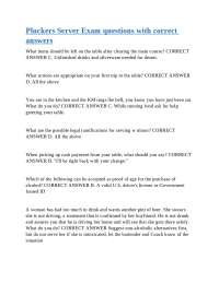 Pluckers Server Exam Questions and Answers