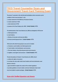 TICO Travel Counsellor Exam and Government Travel Card Training Exam