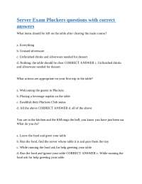 Pluckers Server Exam: Multiple Choice Questions and Answers