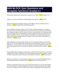 H&R BLOCK Quiz Questions and Complete Solutions Graded A+
